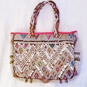 Genuine Moroccan wool & sequins handbag, Brand New